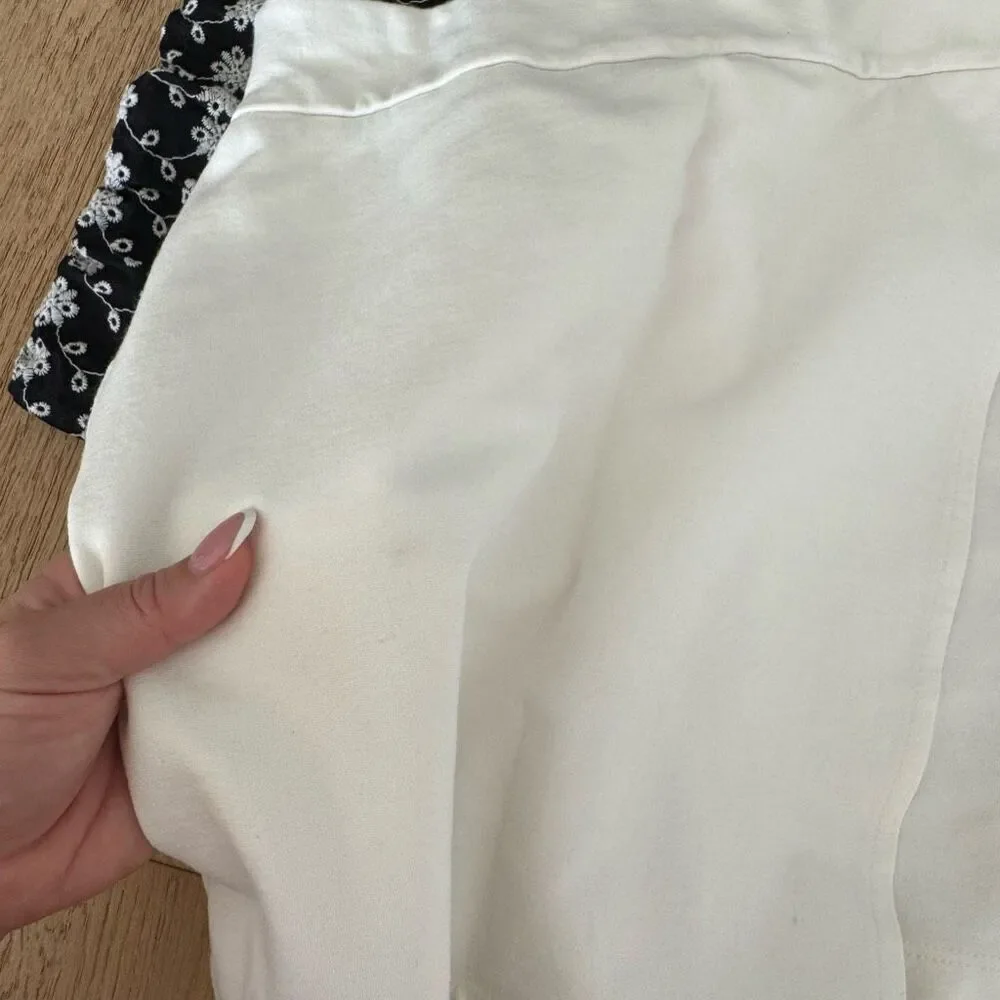 Zara Skirt Skort Bundle Faux Leather Eyelet White Black Size Small Tie Waist
